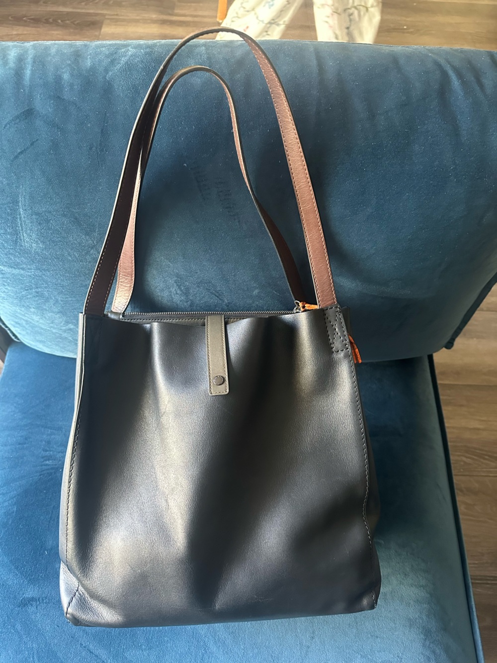 Rag and Bone Black Leather Tote with Brown Straps